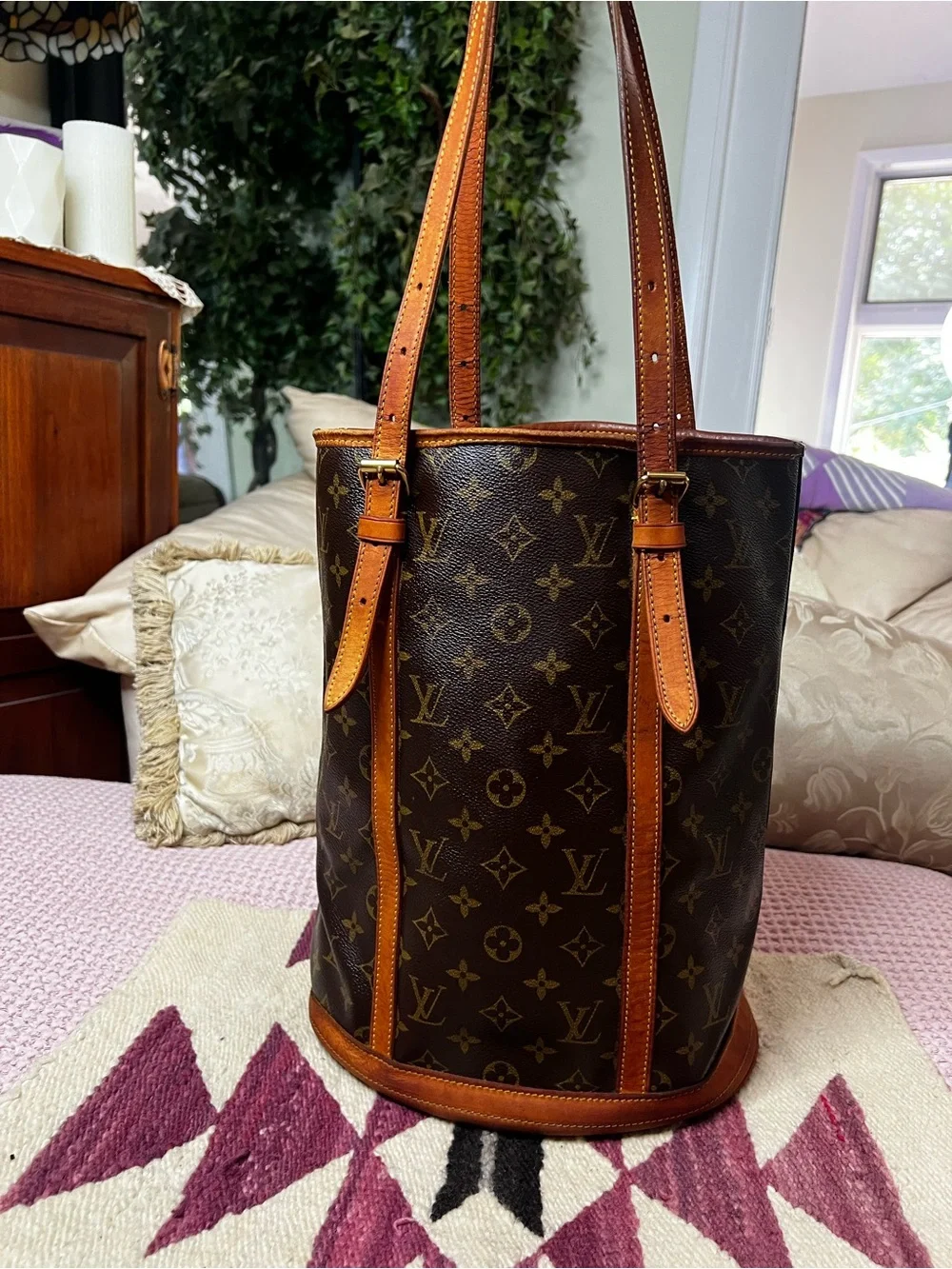 Louis Vuitton Vintage Monogram Bucket GM Shoulder Bag 2001 w/ Dust Bag